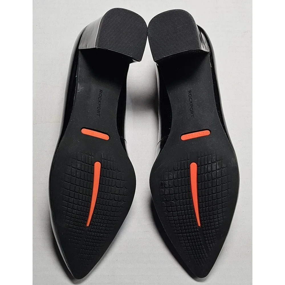 Rockport Total Motion TM‎ Salima Pump CG7773 Black Patent Leather Block Heel 5M